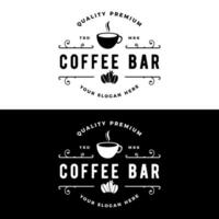 logo diseño de café frijoles con Clásico retro copa.logo para negocio, café comercio, cafetería, insignia. vector