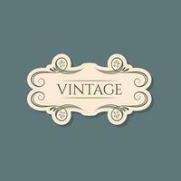 Old vintage banner, isolated design element, frame with ornament. vector