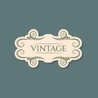 Old vintage banner, isolated design element, frame with ornament. vector