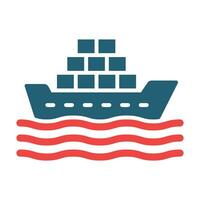 Cargo Ship Vector Glyph Two Color Icon For Personal And Commercial Use.