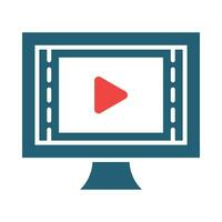 Video Tutorial Vector Glyph Two Color Icon For Personal And Commercial Use.