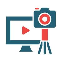 Video Blogger Vector Glyph Two Color Icon For Personal And Commercial Use.
