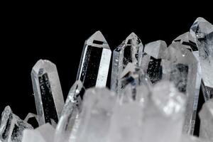 Macro Mineral Stone Rhinestone in Crystals on a Black Background photo