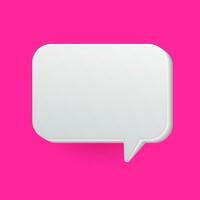 3D White blank speech bubble icons, isolated on pink background. Vector illustration.