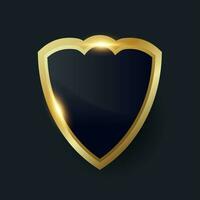 Black shield with golden frame, Vector luxury design element