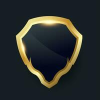 Black shield with golden frame, Vector luxury design element