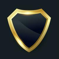 Black shield with golden frame, Vector luxury design element