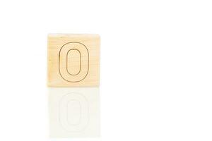 Wooden cubes with letters O on a white background photo