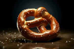 Soft baked pretzel with salt. Generate ai photo