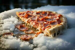 Frozen half pizza food. Generate Ai photo