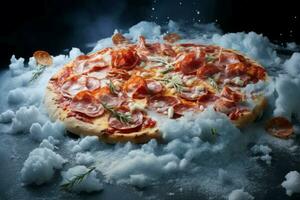 Frozen pizza food. Generate Ai photo