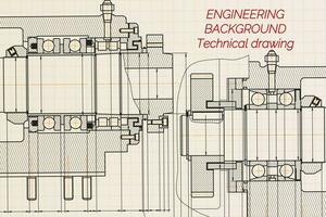 mecánico Ingenieria dibujos en ligero antecedentes. molienda máquina huso. técnico diseño. cubrir. Plano. vector ilustración.