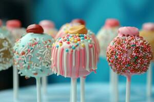 Cake pop dessert colorful sweet. Generate Ai photo