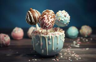 Cake pop dessert. Generate Ai photo