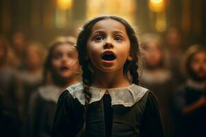 canto coro niño voz júnior. generar ai foto