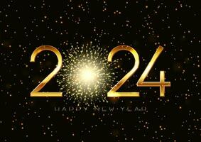 Happy New Year background with golden lights and firework design vector