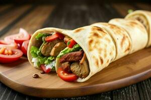 Kebab shawarma roll wrap. AI Generative Pro Photo