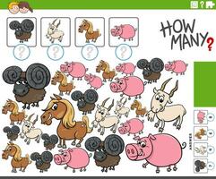 how many activity with cartoon farm animal characters vector