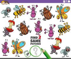 find two same cartoon insects educational activity vector