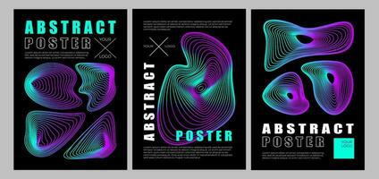 A set of futuristic cyberpunk posters. Retro futuristic poster in brutalism style. Y2k , strange shapes, gradient vector