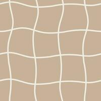 Hand drawn seamless pattern with beige grid vector