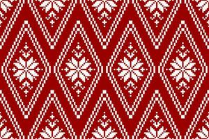 Red fabric Mexican style. Geometric ethnic flower seamless pattern in tribal. Aztec ornament print. vector