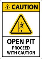 Caution Sign Open Pit Proceed With Caution vector