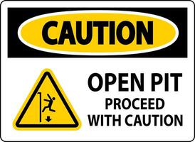 Caution Sign Open Pit Proceed With Caution vector