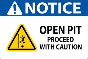 Notice Sign Open Pit Proceed With Caution vector