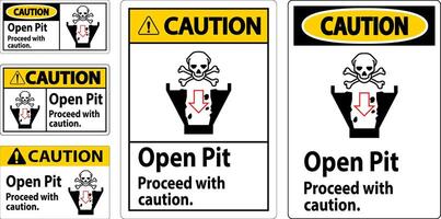 Caution Sign Open Pit Proceed With Caution vector