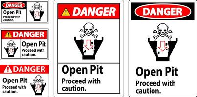 Danger Sign Open Pit Proceed With Caution vector