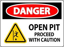 Danger Sign Open Pit Proceed With Caution vector