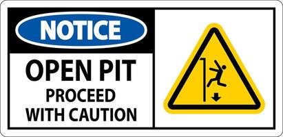 Notice Sign Open Pit Proceed With Caution vector