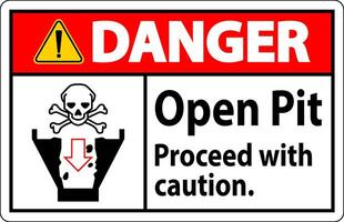 Danger Sign Open Pit Proceed With Caution vector