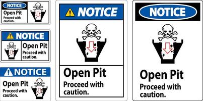 Notice Sign Open Pit Proceed With Caution vector