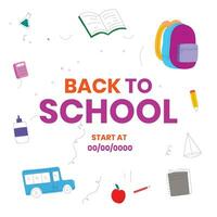 Back to school vector design. Back to school text in chalkboard element with light bulb and pen educational elements. Vector illustration back to school concept.