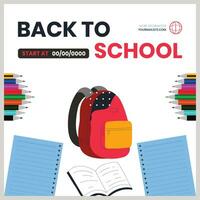 Back to school vector design. Back to school text in chalkboard element with light bulb and pen educational elements. Vector illustration back to school concept.