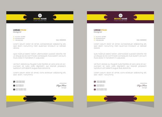 corporate modern letterhead design template with yellow, blue, green and red color. creative modern letter head design template for your project. letterhead, letter head, Business letterhead design.