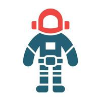 Astronaut Spacesuit Vector Glyph Two Color Icon For Personal And Commercial Use.