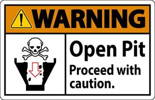 Warning Sign Open Pit Proceed With Caution vector