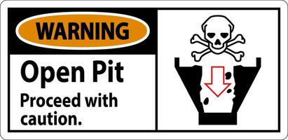 Warning Sign Open Pit Proceed With Caution vector