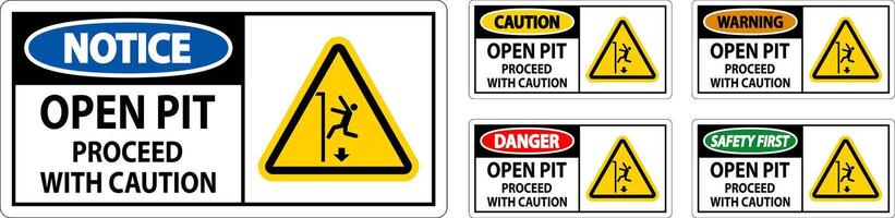 Danger Sign Open Pit Proceed With Caution vector