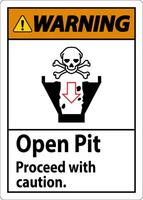 Warning Sign Open Pit Proceed With Caution vector