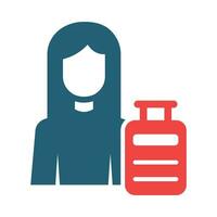 Traveler Female Vector Glyph Two Color Icon For Personal And Commercial Use.