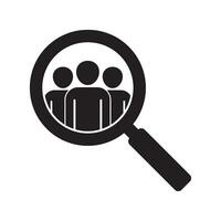 Search job vacancy icon. Symbol of finding a job to do business, Loupe career vector illustration on isolated background. Find people employer business concept.