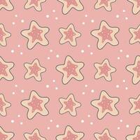 Cute pink background with gingerbread vector