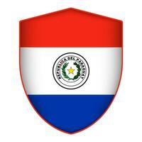 Paraguay flag in shield shape. Vector illustration.