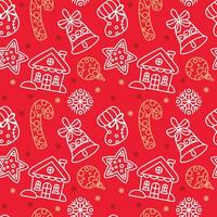 Ginger cookies pattern on red background. Seamless pattern. vector