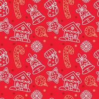 Ginger cookies pattern on red background. Seamless pattern. vector