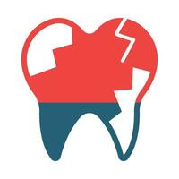 Broken Tooth Vector Glyph Two Color Icon For Personal And Commercial Use.